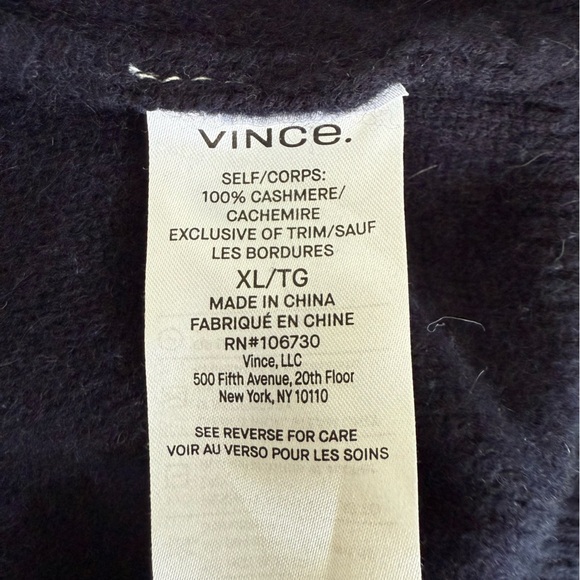 $428 Vince Plush Cashmere Funnel Neck Sweater in Coastal Blue Navy size XL - Picture 7 of 7